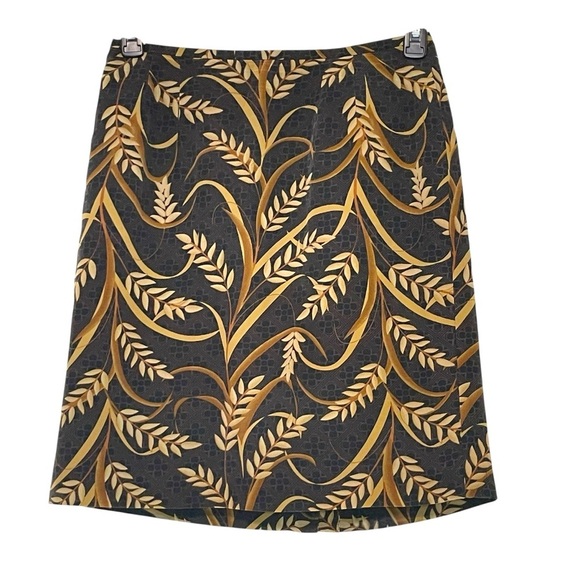 Norton McNaughton Silk Skirt 12P Brown Leaves 100% Silk Career Churc - Picture 1 of 8